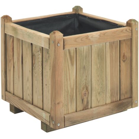 Cerland – Bac à fleurs carré en bois 52L – Dimensions L46 x l46 x h44 cm – Design épuré pour terrasses et jardins – Stabilité maximale avec pieds