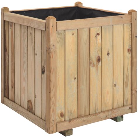 Cerland – Bac à fleurs carré 138L en bois – Dimensions 60x60x60 cm – Fixation invisible – Pour plantes jusqu'à 165 cm de hauteur