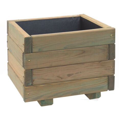Cerland – Bac à fleurs carré en bois traité autoclave 27L – Dimensions 40x40x26,5 cm – Pour compositions florales variées – Assemblage soigné