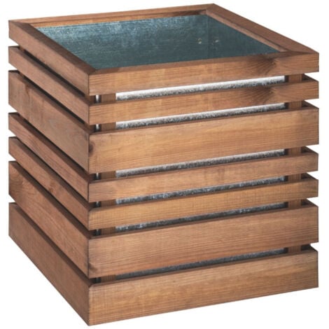 Bac à fleurs carré teinté brun LIGN Z