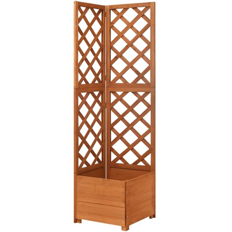 Bac à fleurs d'angle en treillis - Jardinière pour extérieur/intérieur jardin terrasse balcon - 40x40x150cm Bois de sapin massif Chic-565309