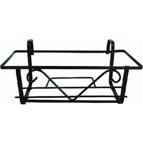 Bac à fleurs en fer forgé 40 cm – Finition peinture noire – Résistant aux intempéries – Pour balcon et jardinières – Inferramenta