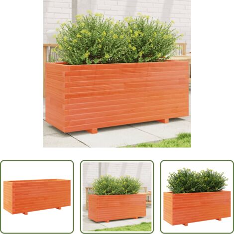 Bac à fleurs -  Jardinière cire marron 110x40x49,5 cm bois de pin massif