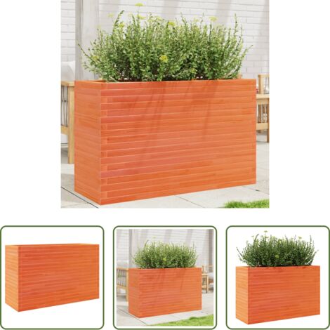 Bac à fleurs -  Jardinière cire marron 110x40x68,5 cm bois de pin massif