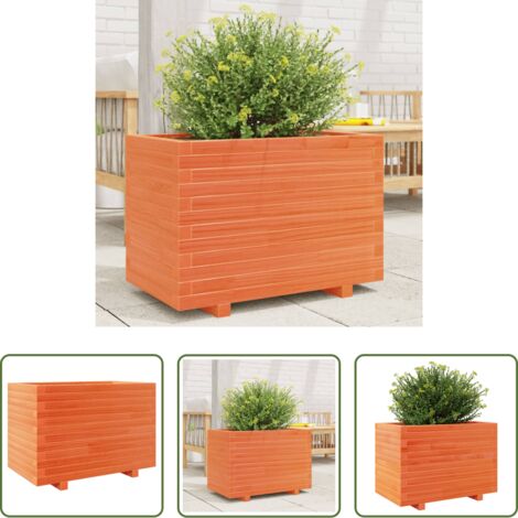 Bac à fleurs -  Jardinière cire marron 70x40x49,5 cm bois de pin massif