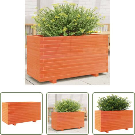 Bac à fleurs -  Jardinière cire marron 90x40x49,5 cm bois de pin massif
