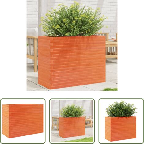 Bac à fleurs -  Jardinière cire marron 90x40x68,5 cm bois de pin massif