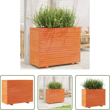 Bac à fleurs -  Jardinière cire marron 90x40x72 cm bois de pin massif