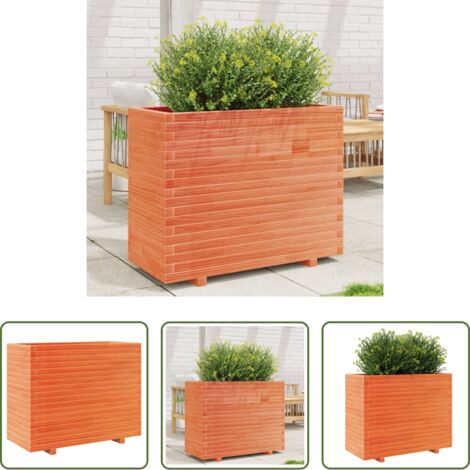 Bac à fleurs -  Jardinière cire marron 90x40x72,5 cm bois de pin massif