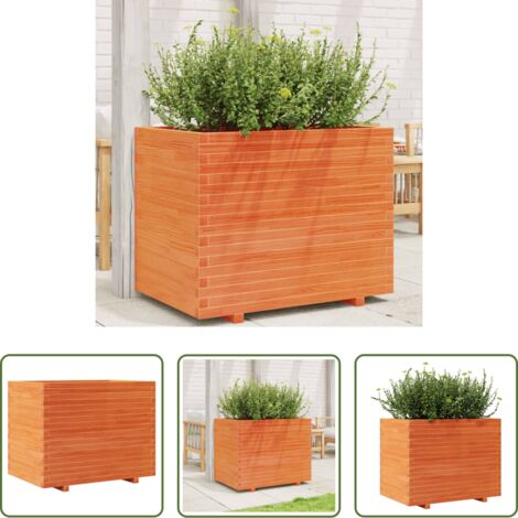 Bac à fleurs -  Jardinière cire marron 90x60x72 cm bois de pin massif