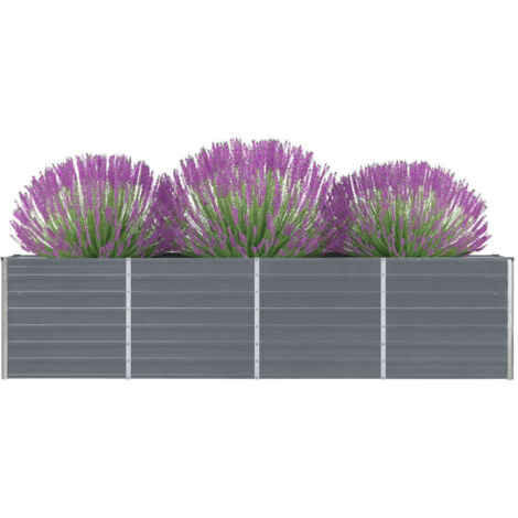 Bac à fleurs - Jardinière pour extérieur/intérieur jardin terrasse balcon - 320x40x77 cm Acier galvanisé Gris Chic-570608