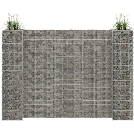 Bac à fleurs - Jardinière pour extérieur/intérieur jardin terrasse balcon - à gabion en H Fil d'acier 260x40x180 cm Chic-704839