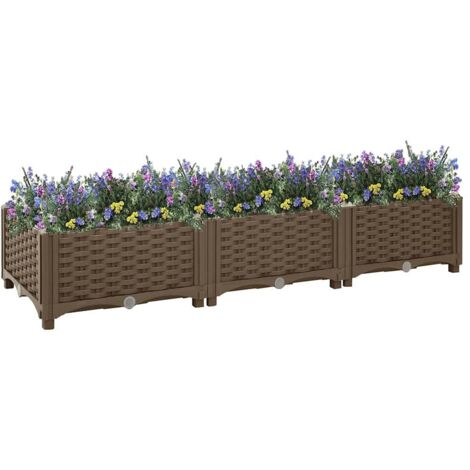 Bac à fleurs - Jardinière pour extérieur/intérieur jardin terrasse balcon - Lit surélevé 120x40x23 cm Polypropylène Chic-970045