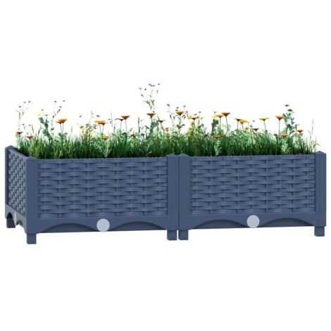 Bac à fleurs - Jardinière pour extérieur/intérieur jardin terrasse balcon - Lit surélevé 80x40x23 cm Polypropylène Chic-219428