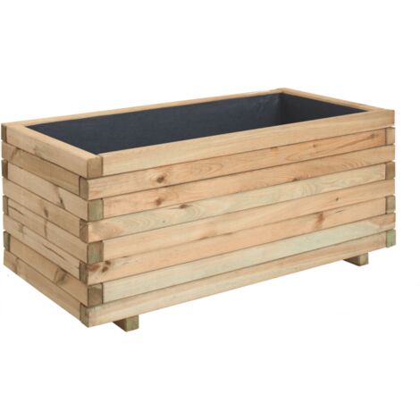 Cerland – Bac à fleurs rectangulaire 143L – Dimensions 100x43 cm – Épaisseur bois 7 cm – Matériau pin européen – Stabilité avec lambourdes