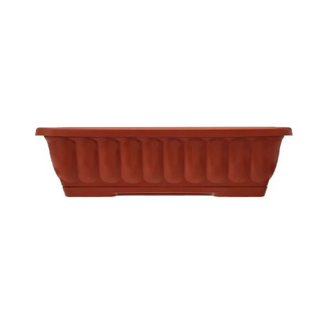 Bac à fleurs rectangulaire 40x10x16 – Réserve d'eau intégrée – Plastique durable pour balcon – Résistant aux UV et intempéries – Bronzo