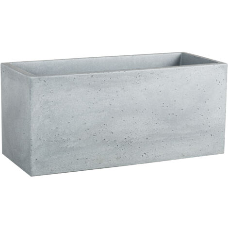 Bac à fleurs rectangulaire 58,5x25x26,5 cm – Plastique recyclé – Résistant au gel et aux UV – Design béton authentique – Scheurich
