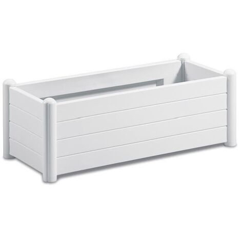 Bac à fleurs rectangulaire blanc 100x43x35 cm – Capacité 80 L – Finition bois élégante pour jardin et balcon – Stefanplast