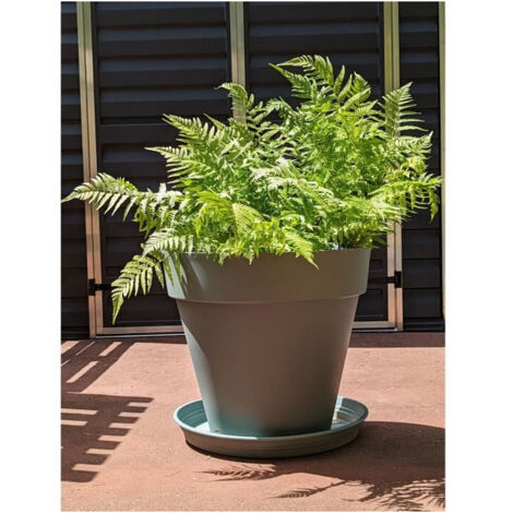 Bac a fleurs rond RIVIERA SOLEILLA - Plastique - Diametre 60 cm Vert argile