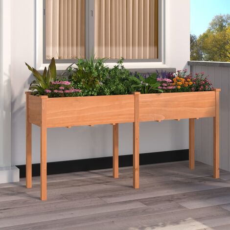Bac à fleurs,Jardinière avec doublure marron 161x45x76 cm bois massif sapin -82380