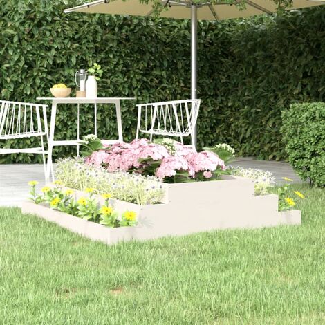 Bac à fleurs,Jardinière Blanc 110x110x27 cm Bois massif de pin -76835