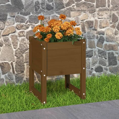 Bac à fleurs,Jardinière Marron miel 40x40x52,5 cm Bois massif de pin -89043