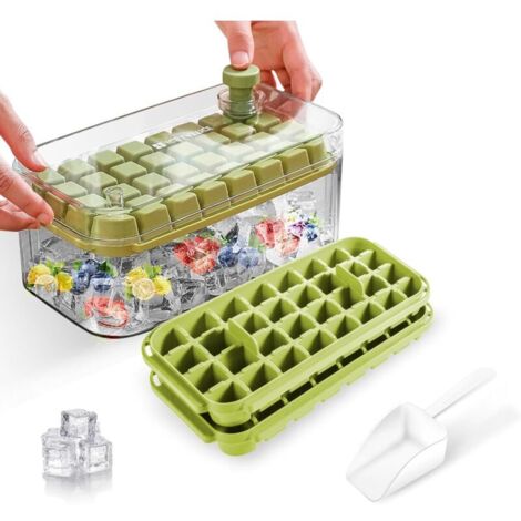 Bac à glaçons 64 pièces avec couvercle – silicone, sans BPA, facile à utiliser