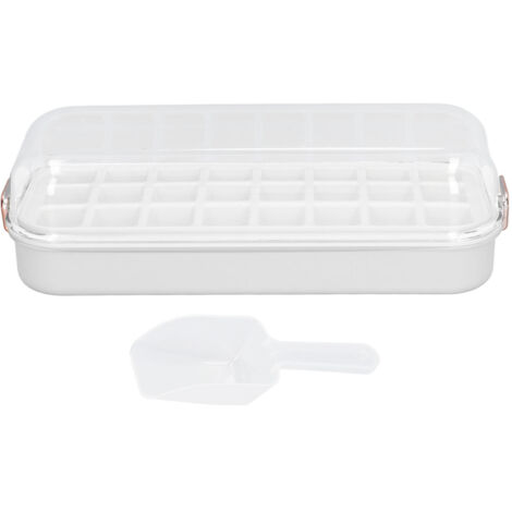Bac à glaçons avec bac 24 cases en silicone alimentaire, moule à glaçons facile à démouler pour congélateur, blanc