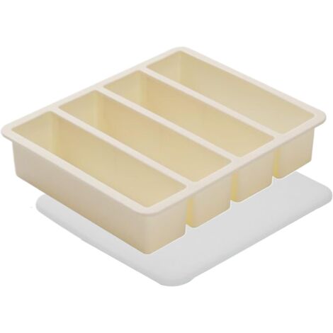 Bac à glaçons carré en silicone – couvercle intégré, qualité alimentaire, 17,5×14,5×3,5 cm