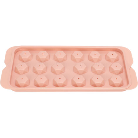 Bac à glaçons diamant 18 cases rose, moule à glaçons facile à démouler avec couvercle, en PP alimentaire pour réfrigérateur.