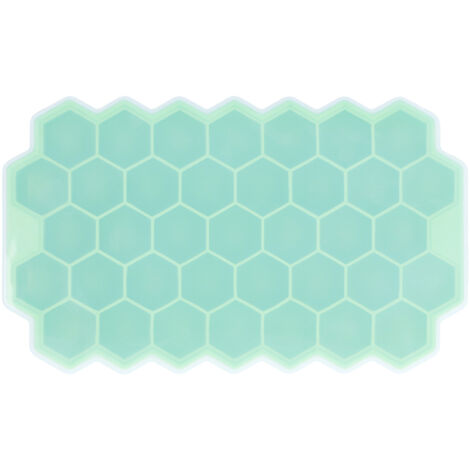 Bac à glaçons en silicone avec couvercle, 37 alvéoles en forme de nid d'abeille pour bar et maison, moule à glaçons alimentaire.