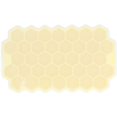 Bac à glaçons en silicone avec couvercle, 37 alvéoles en nid d'abeille pour bar et maison, moule à glaçons alimentaire jaune