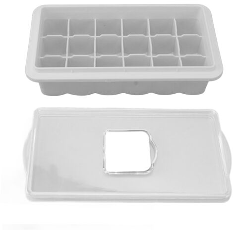 Bac à glaçons en silicone avec couvercle transparent - Moule pour 18 glaçons - Facile à démouler pour whisky, lait, thé