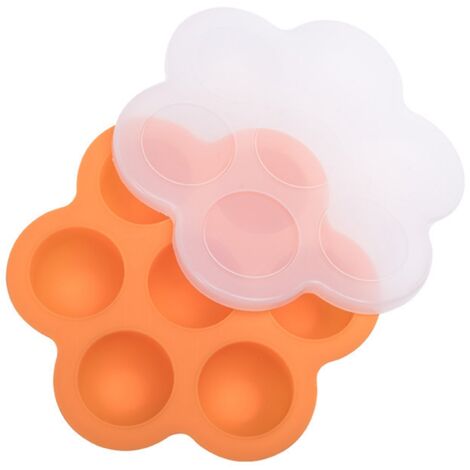 Bac à glaçons en silicone pour bébé, 7 compartiments avec couvercle orange, sans BPA