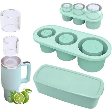 Bac à glaçons en silicone Stanley, bac à glaçons Stanley avec couvercle, moule à glaçons en forme de tasse Stanley, bac à glaçons en silicone, moule à glaçons pour boissons rafraîchissantes, vert