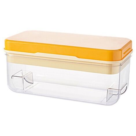 Bac à Glaçons Jaune 1 Niveau avec Couvercle pour Fabrication Glaçons Maison et Cuisine Quotidienne