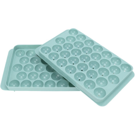 Bac à glaçons rond 33 cases avec couvercle, moule à boules de glace en PP alimentaire pour réfrigérateur de bureau bleu