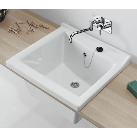 Bac à laver BLINK - 64 x 61 cm - Profondeur de la cuve : 30,2 cm - couleur : Blanc brillant