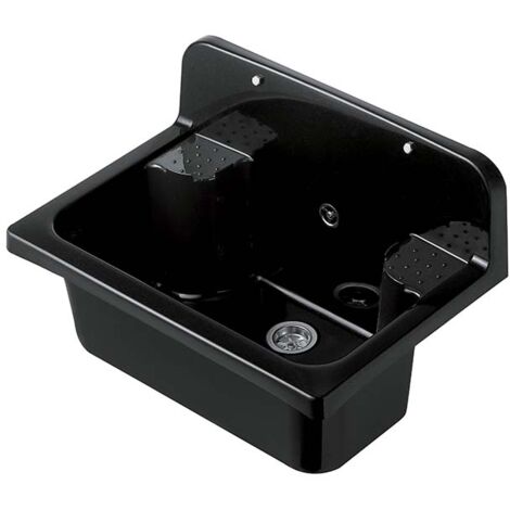 Bac à laver mural 55x37 en polypropylène noir brillant – Bride murale incluse – Résistant aux acides – Capacité 17L – Styletech