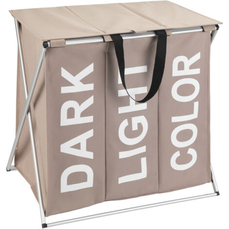 Bac à linge 3 chambres, panier à linge pliable avec poignées - 118 l, 57 x 57 x 38 cm, WENKO