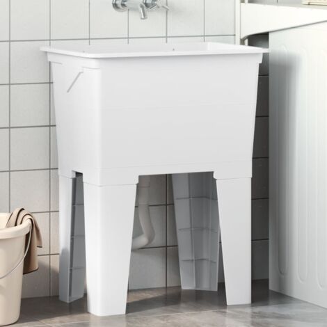 Bac à Laver Extérieur Mongardi – 50x35 Cm, Résine Blanche, Avec Porte-savon