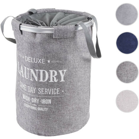 Bac à linge HWC-C34, Sac à linge avec cordon de serrage, poignée 55x39cm 65l - bleu