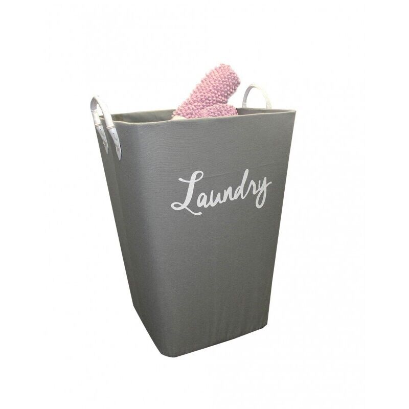 Panier à linge rigide en tissu gris avec anses - laundry 2