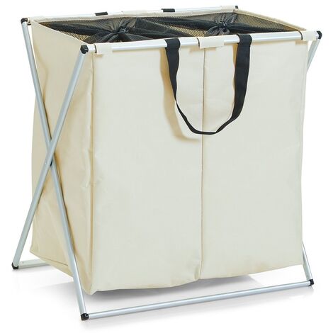 Bac à linge, panier à linge 2 compartiments 128 litres, ZELLER