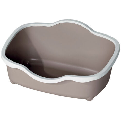 Bac à litière allongé taupe 59 x 39x 27 cm pour chat - Stefanplast