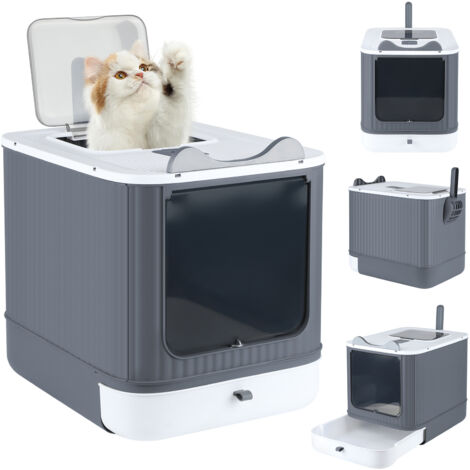 Bac à Litière Chat Fermé avec Pelle - Grande Maisonnette Hygiénique et Discrète pour Chat - 35x45x37 cm - Design Moderne et Élégant