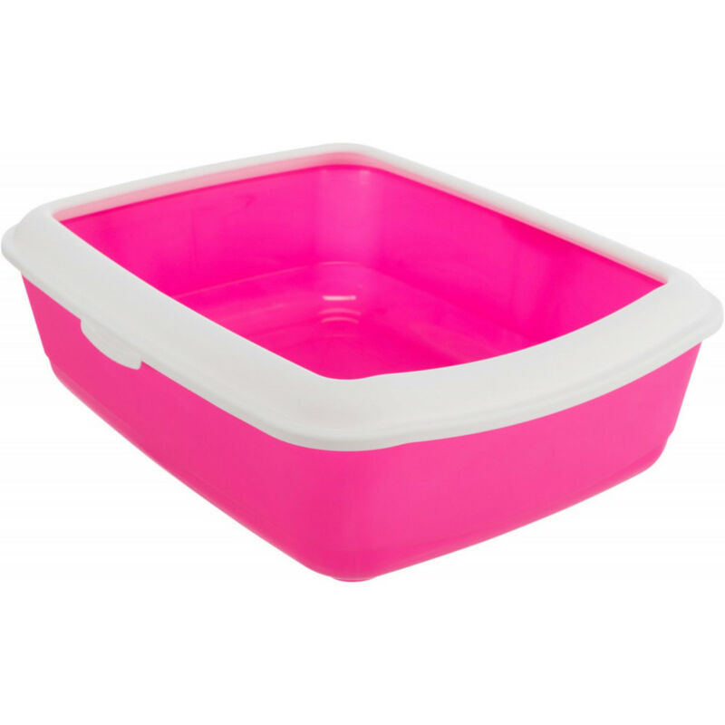 Bac à litière Classic, couleur rose/blanc pour chats.