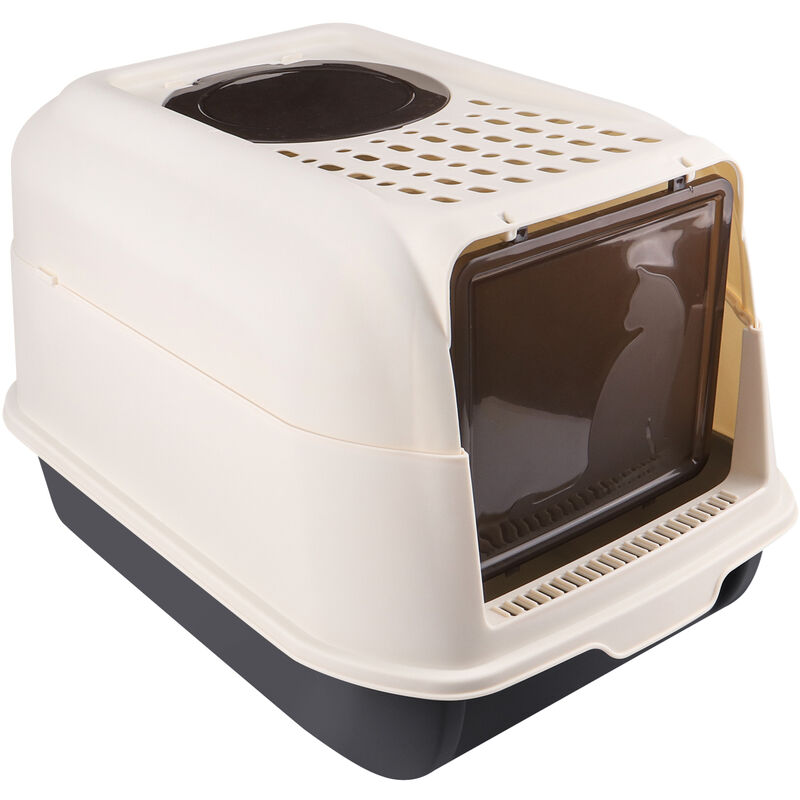 Bac à Litière Fermé pour Chat Anti Odeur Haloyo Maison de Toilette Chat avec Pelle,avec Couvercle,36 x 51 x 34 cm,noir