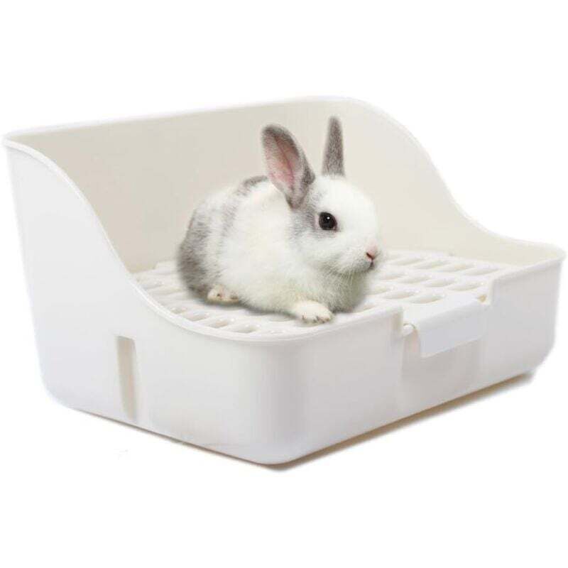 Bac à litière lapin facile nettoyer pour apprendre à utiliser la toilette, pour petits animaux/cochons d'Inde/furets, blanc