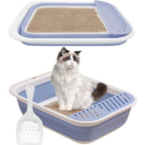 Bac à Litière pour Chat, Grande Maison de Toilette Pliable avec Pelle à Litière, Portable, Entrée Basse, Toilettes de Voyage avec pédale de Sable tombante pour Chats jusqu'aux Chats Plus âgés
